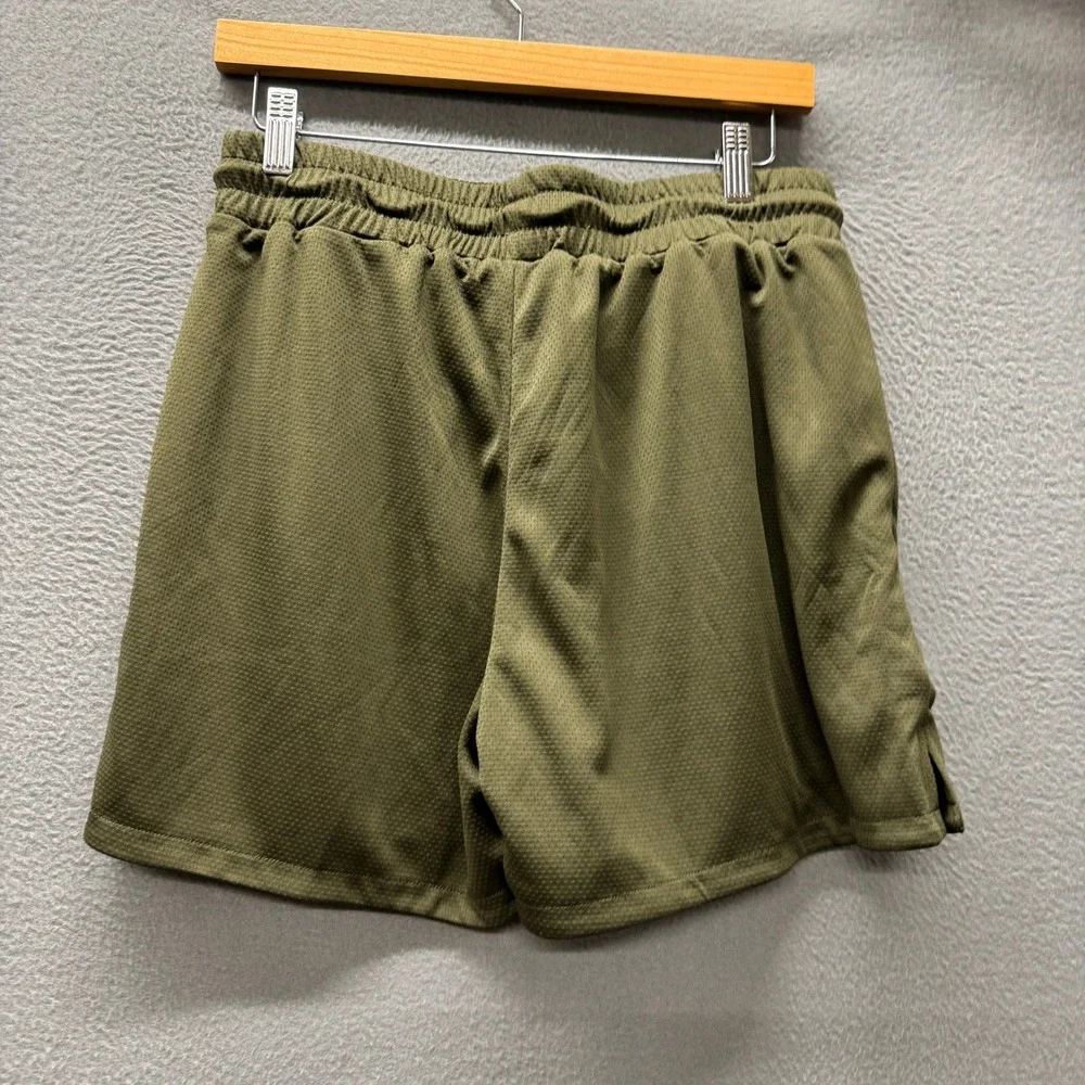 Gymreapers Mesh Shorts Mens L Core Skull Graphic Olive Green Activewear NEW
